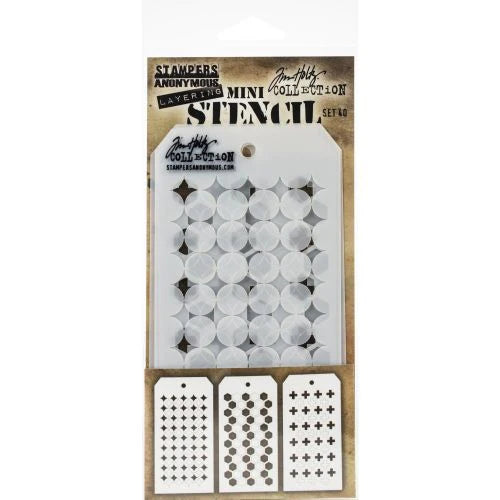 Tim Holtz MINI Layering STENCIL SET 40 - 3 Pcs  #THMST040
