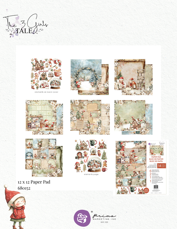 Prima TWINKLE & TREATS Christmas Collection 12x12 Paper Pad 14 Sheets #680152