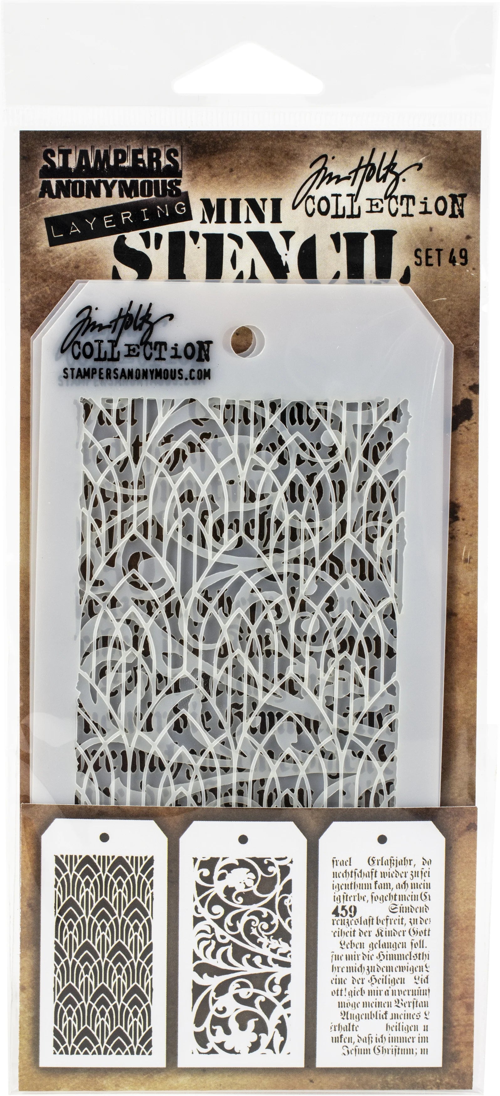Tim Holtz MINI Layering STENCIL SET 49 - 3 Pcs  #THMST049