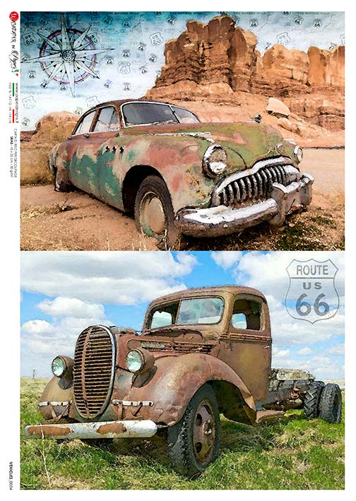 Paper Designs VINTAGE VEHICLES A4 Decoupage Rice Paper #VEHICLES0034