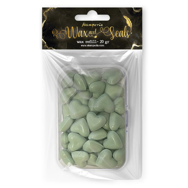 Stamperia WAX and SEALS Collection - PASTEL MINT Heart Shape Wax Refill 20 grams #WAXC14