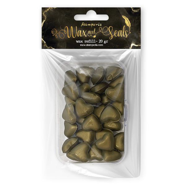 Stamperia WAX and SEALS Collection - OLD GOLD Heart Shape Wax Refill 20 grams #WAXC18