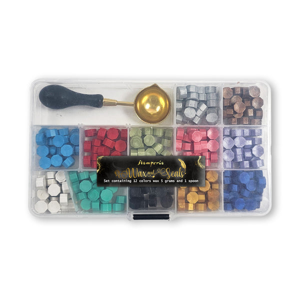 PRE-ORDER Stamperia WAX and SEALS Collection WAX SET 12 Colors and Spoon #WAXSKIT