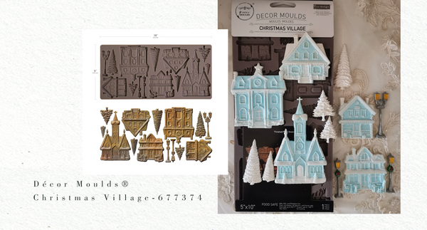 Decorative moulds with 'Whispers of Winter' theme on a white background