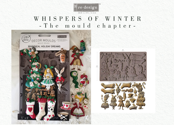 Decorative moulds with Christmas-themed designs on a white background