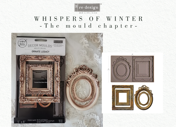 Decorative moulds with 'Whispers of Winter' theme and 're-design' branding.