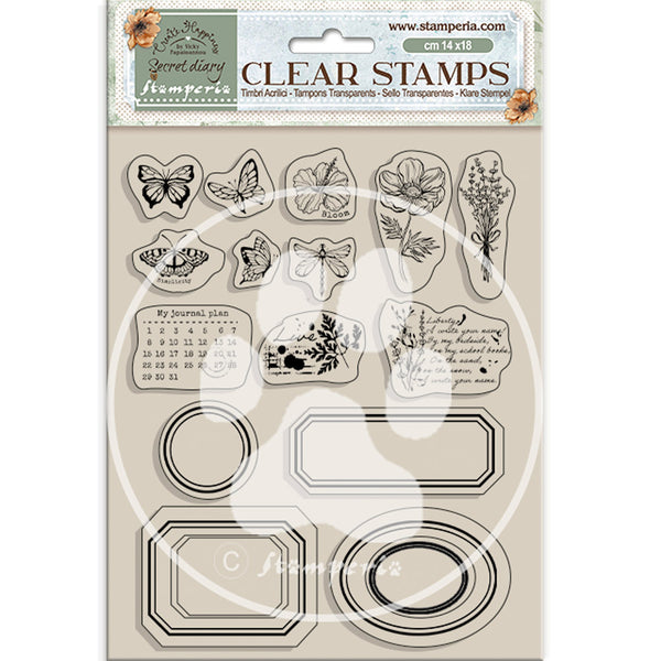 Stamperia Create Happiness Secret Diary LABELS Stamps 14 x 18 cm #WTK192