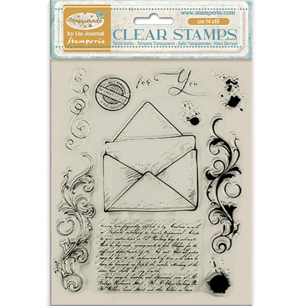 PRE-ORDER Stamperia MASQUERADE - LETTER Acrylic Stamps 14 x 18 cm #WTK210