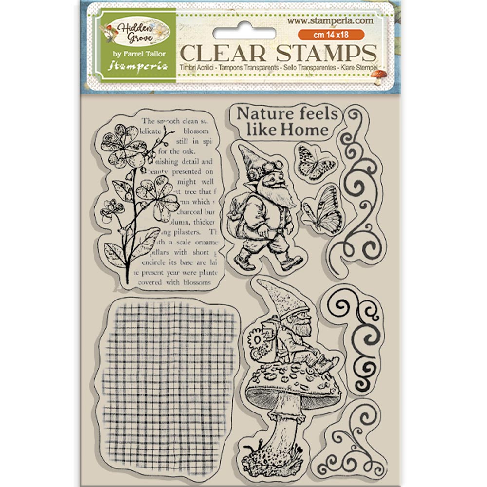 PRE-ORDER Stamperia HIDDEN GROVE - GNOME Acrylic Stamps 14 x 18 cm #WTK216