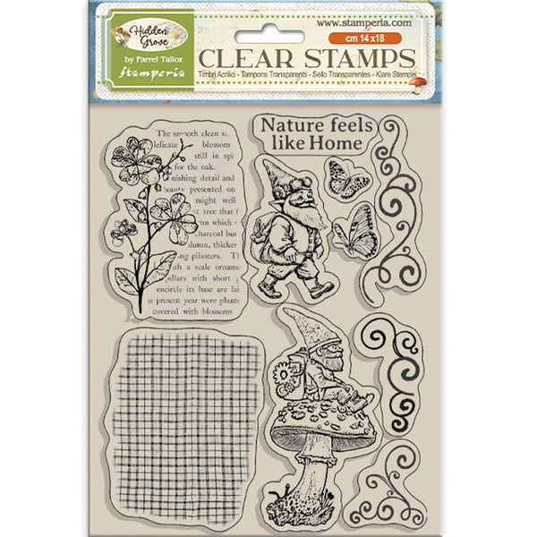 PRE-ORDER Stamperia HIDDEN GROVE - GNOME Acrylic Stamps 14 x 18 cm #WTK216