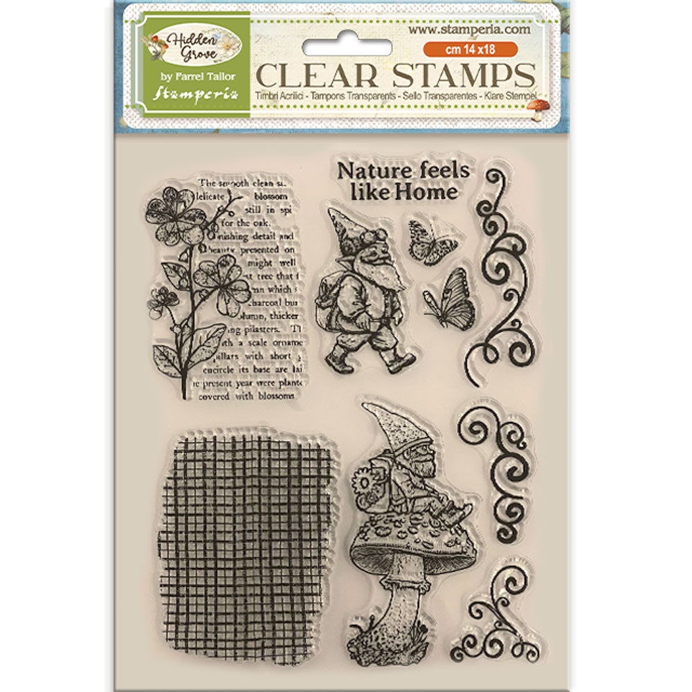 PRE-ORDER Stamperia HIDDEN GROVE - GNOME Acrylic Stamps 14 x 18 cm #WTK216