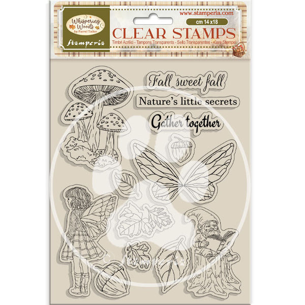 Stamperia WHISPERING WOODS - MUSHROOMS and FAIRIES Acrylic Stamps 14 x 18 cm #WTK225