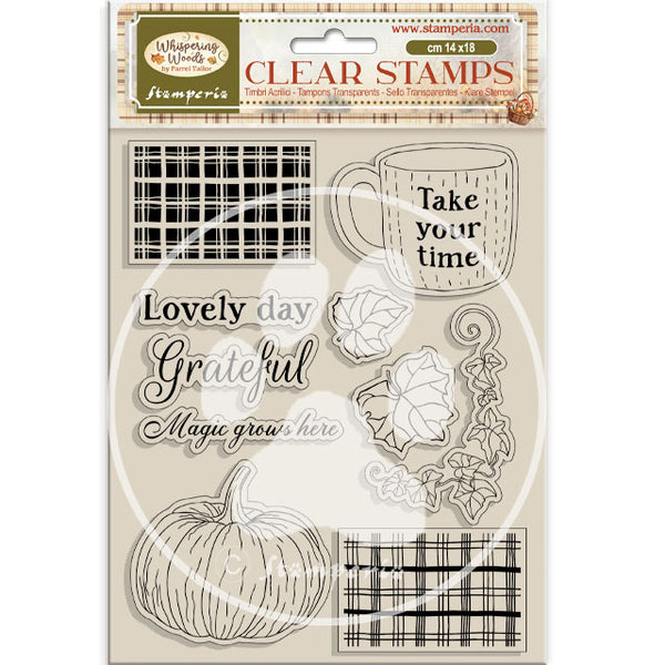Stamperia WHISPERING WOODS - CUP and PUMPKIN Acrylic Stamps 14 x 18 cm #WTK226