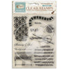 Package of clear stamps with musical-themed designs on a white background