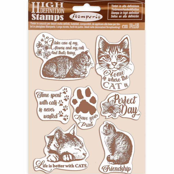 Stamperia HD CATS Cling Mount Rubber Stamp SET 14x18 cm #WTKCC188