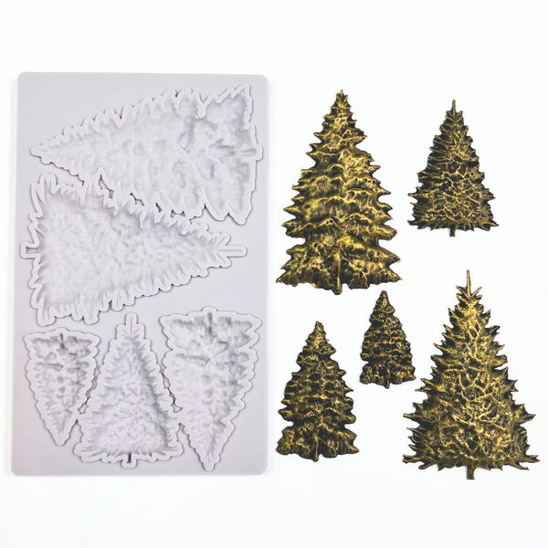 Decoupage Queen WINTER TREES Christmas Silicone Moulds Molds 5" x 8"  Mixed Media  Food Safe Resin Decor  #DQMF0008 Limited Edition