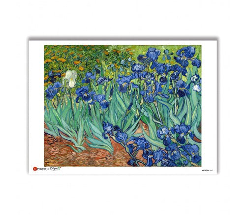 Van Gogh's 'Irises' with a white border.
