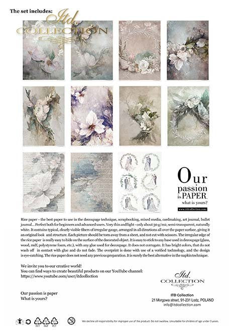 ITD Collection WINTER LOVE STORY A4 Rice Paper Set 11 Sheets #RP049
