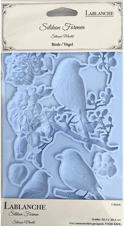 BIRDS LaBlanche Silicone Moulds 5" x 8"  Mixed Media Food Safe Resin Decor  #LBMF101