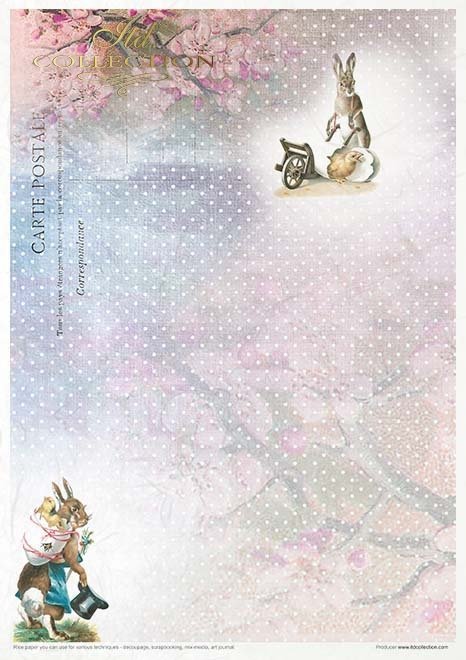 ITD Collection Easter Bunny A4 Rice Paper Set 11 Sheets #RP050