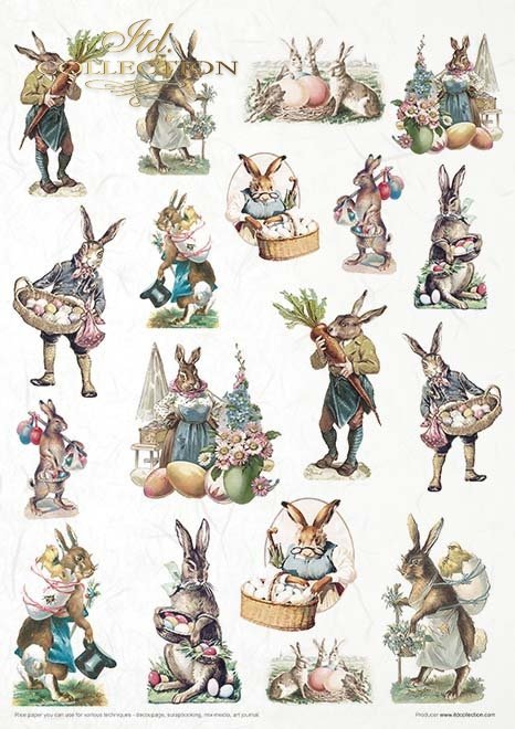 ITD Collection Easter Bunny A4 Rice Paper Set 11 Sheets #RP050
