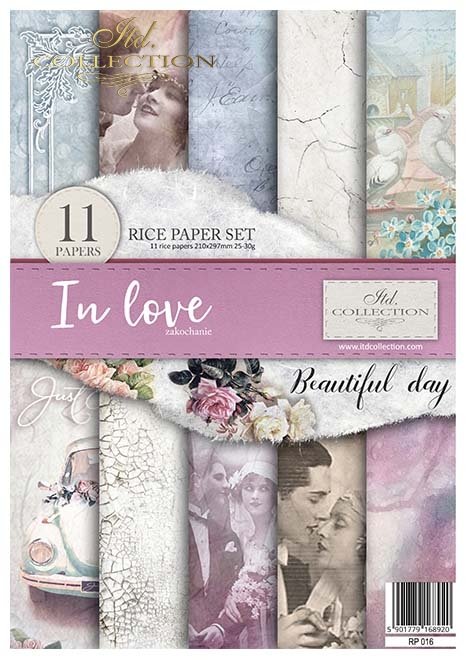 ITD Collection IN LOVE A4 Rice Paper Set 11 Sheets #RP016