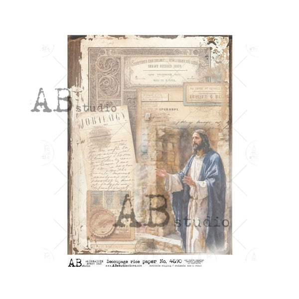 ABstudio JESUS COLLAGE A4 Decoupage Rice Paper #4690