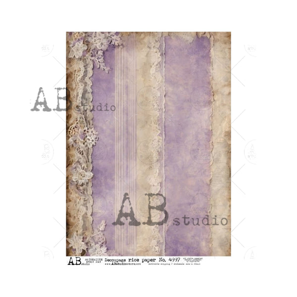 AB Studios SOFT LAVENDER Background A4 Decoupage Rice Paper #4997