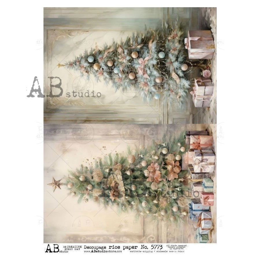 AB Studios CHRISTMAS TREE A4 Decoupage Rice Paper #5773