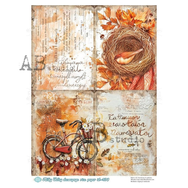 ABStudios Milky Valley Autumn Four Pack A4 Decoupage Rice Paper #MV378