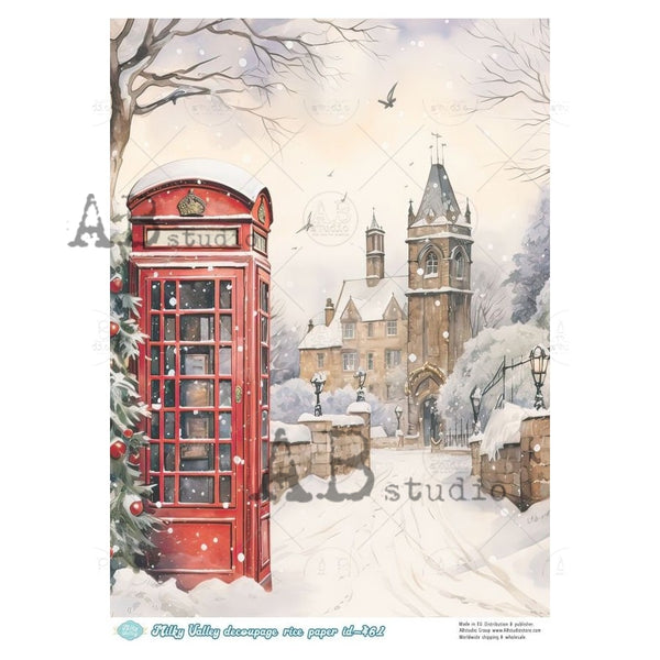 ABStudios Milky Valley LONDON SNOW SCENE A4 Decoupage Rice Paper #MV461