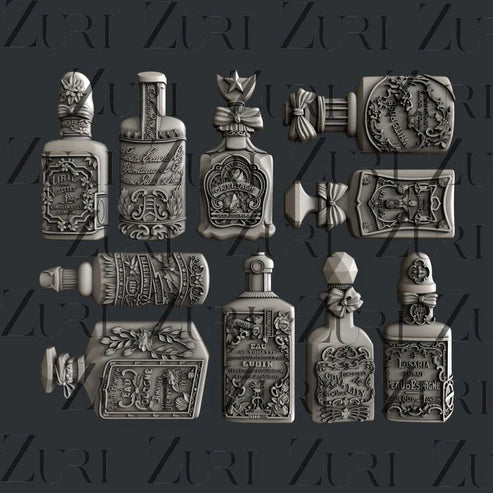 Zuri Designs - VINTAGE PERFUME Bottles Silicone Mould #VD-VPB01