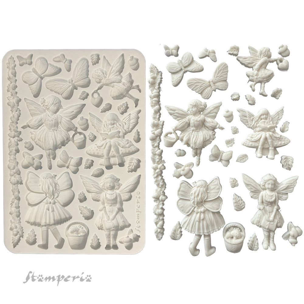 Stamperia WHISPERING WOODS - FAIRIES A5 Silicone Mixed Media Moulds Resin #KACMA587