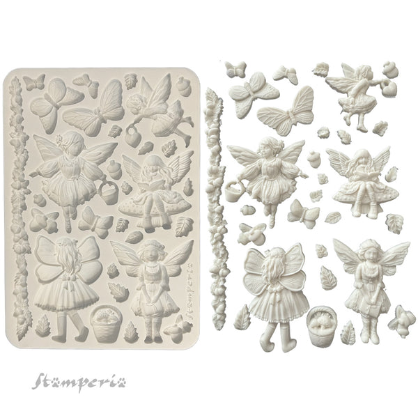 Stamperia WHISPERING WOODS - FAIRIES A5 Silicone Mixed Media Moulds Resin #KACMA587