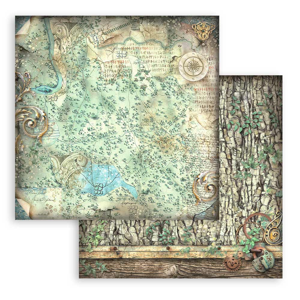 Stamperia MAGIC FOREST Maxi Backgrounds 8X8 Double Faced Paper 10 Sheets + Bonus #SBBS79