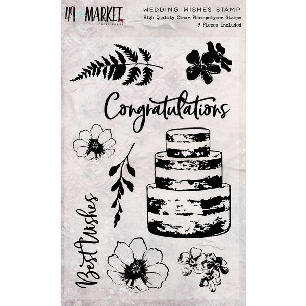 49 and Market Sweet Reflections WEDDING WISHES Stamp Set, 9 pieces  #SR-87674