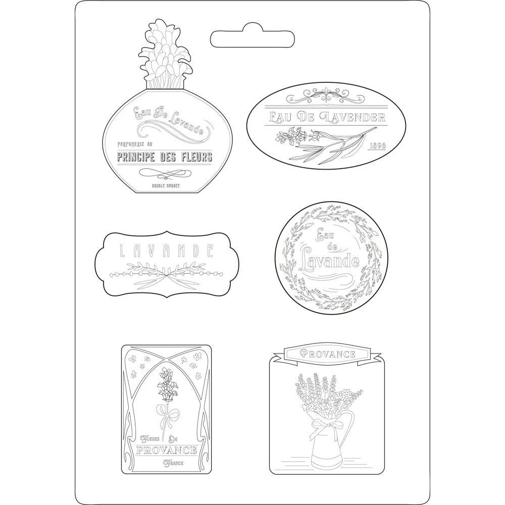 Set of black and white decorative labels with floral designs on a white background