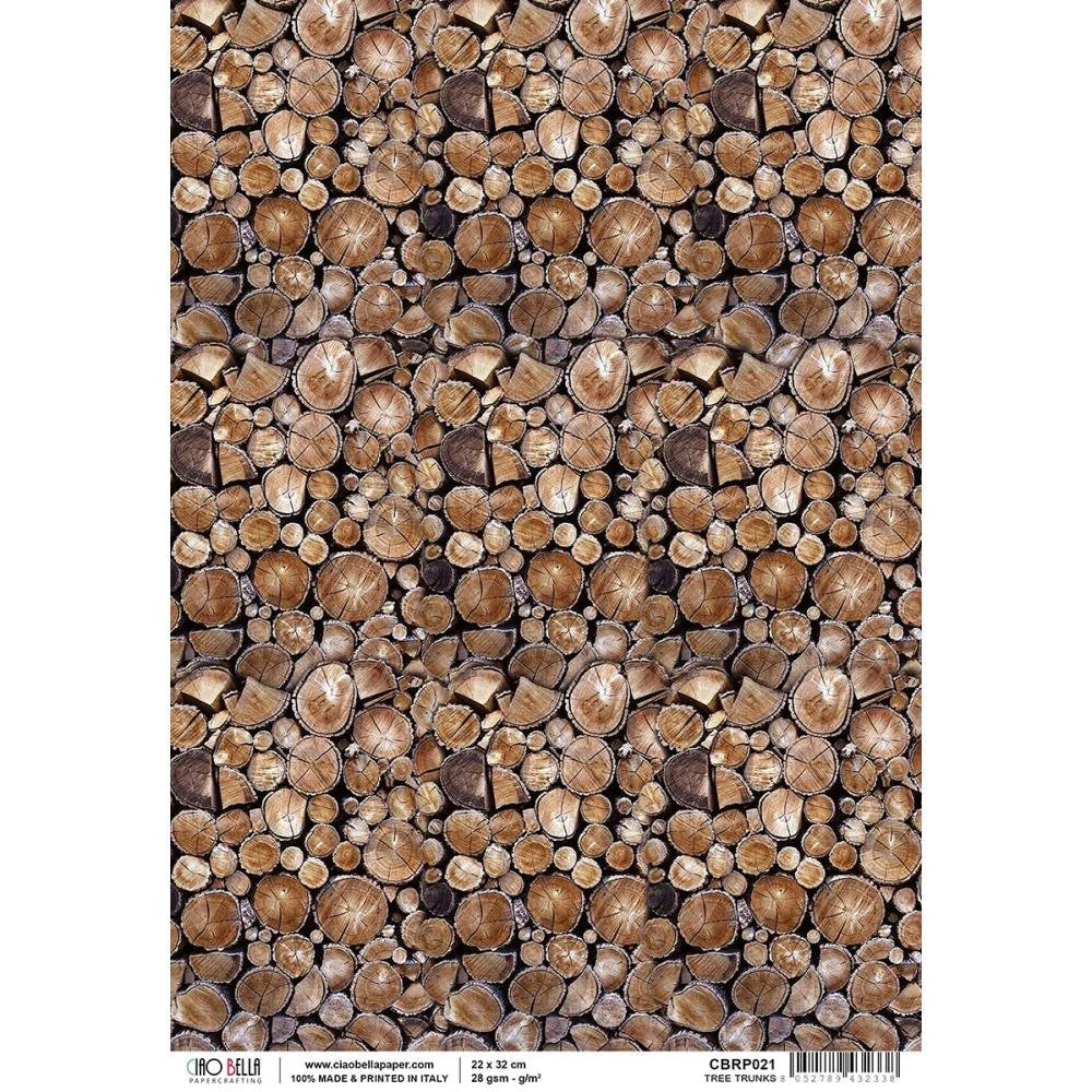 Ciao Bella Decoupage TREE TRUNKS WOOD Rice Paper A4 Mixed Media CBRP021