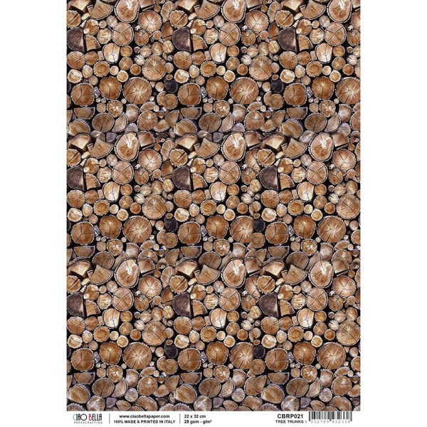 Ciao Bella Decoupage TREE TRUNKS WOOD Rice Paper A4 Mixed Media CBRP021