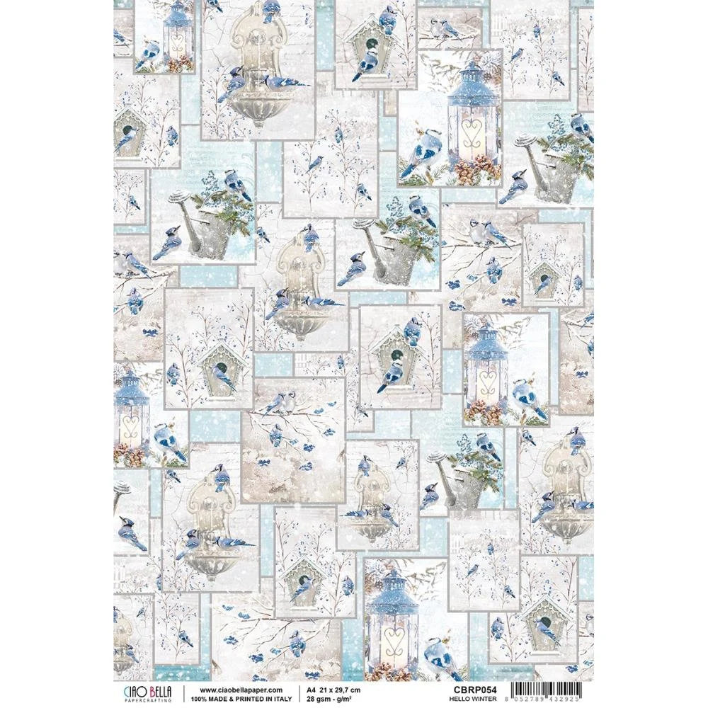 Ciao Bella Decoupage HELLO WINTER Winter Rice Paper A4 Mixed Media CBRP054
