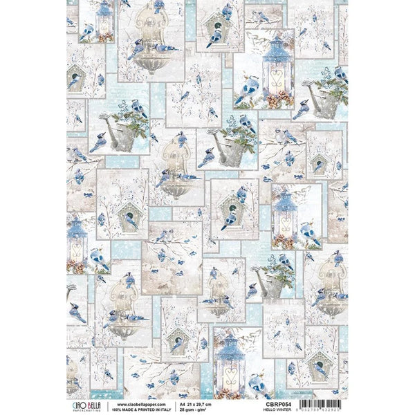 Ciao Bella Decoupage HELLO WINTER Winter Rice Paper A4 Mixed Media CBRP054