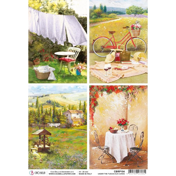 Ciao Bella Under the Tuscan Sun CARDS Rice Paper A4 Mixed Media CBRP104