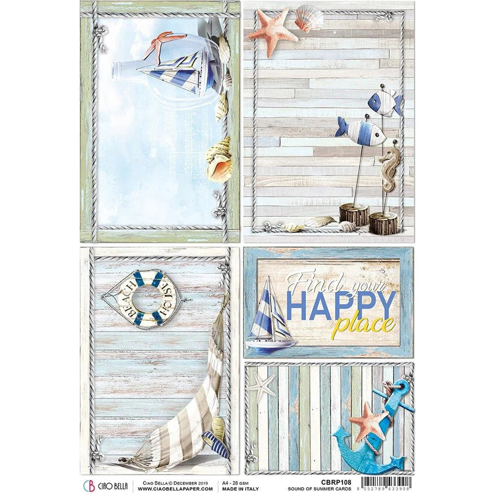 Ciao Bella THE SOUND of SUMMER Cards Rice Paper A4 Mixed Media CBRP108