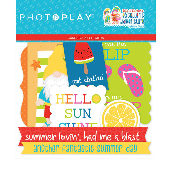 Cardstock with summer-themed elements and 'PhotoPlay' branding