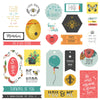 Collection of decorative ephemera with various designs and text on a white background