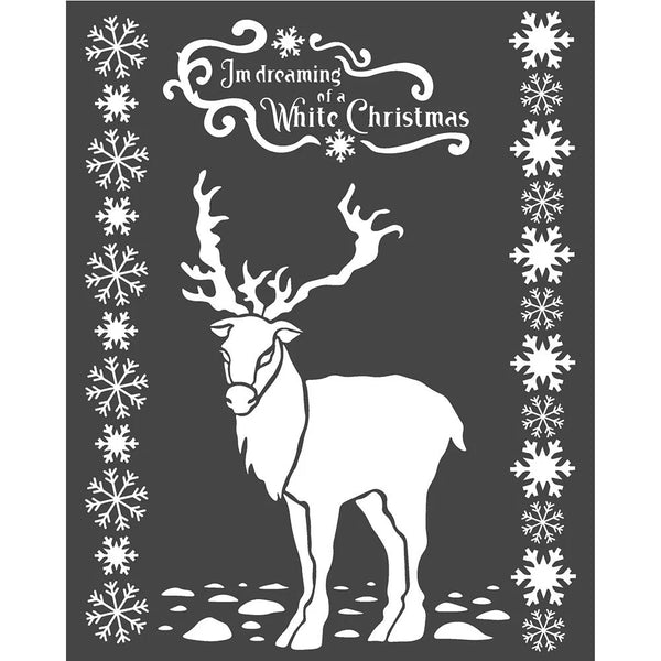 Stamperia Mixed Media Art Winter Tales WHITE CHRISTMAS DEER Stencil 20 x 25 cm #KSTD052