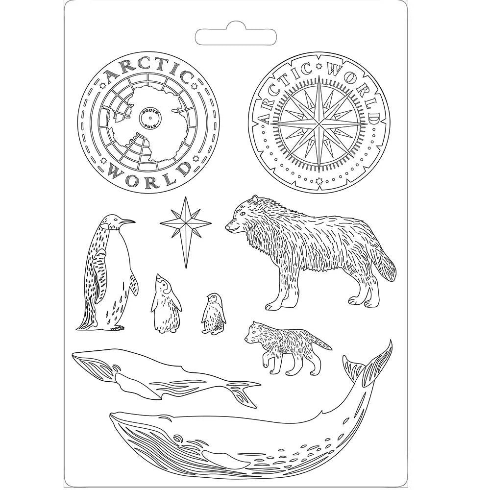 Stamperia Soft Mould A4 Arctic Antartic ARCTIC WORLD Cold Pour Mixed Media #K3PTA476