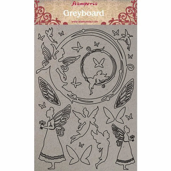 Stamperia Winter Tales FAIRIES GREYBOARD Cut Outs A4 21x29.7 cm/8.25X11.75" #KLSPDA407
