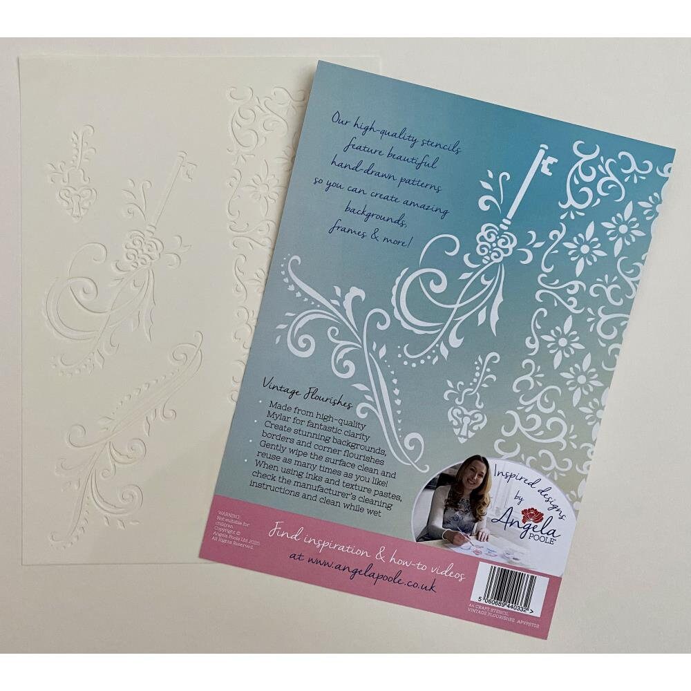 Angela Poole A4 Craft Stencil VINTAGE FLOURISHES 8