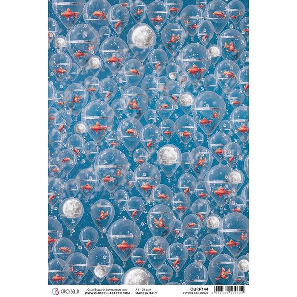 Ciao Bella Moon & Me FLYING BALLOONS Rice Paper A4 Mixed Media #CBRP144